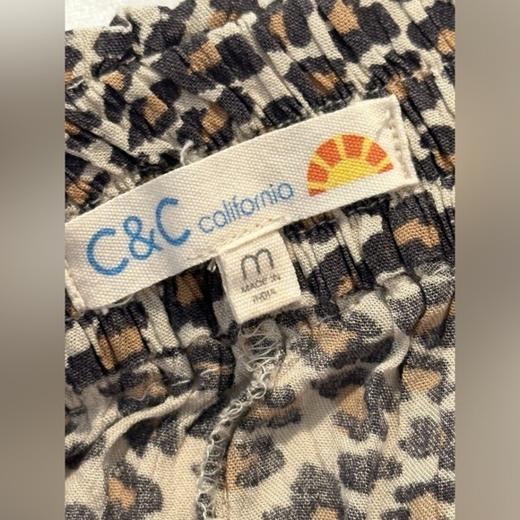 C&C California Leopard Print Wide Leg Pull on Pants with Tie Women’s Size Medium - Picture 11 of 11